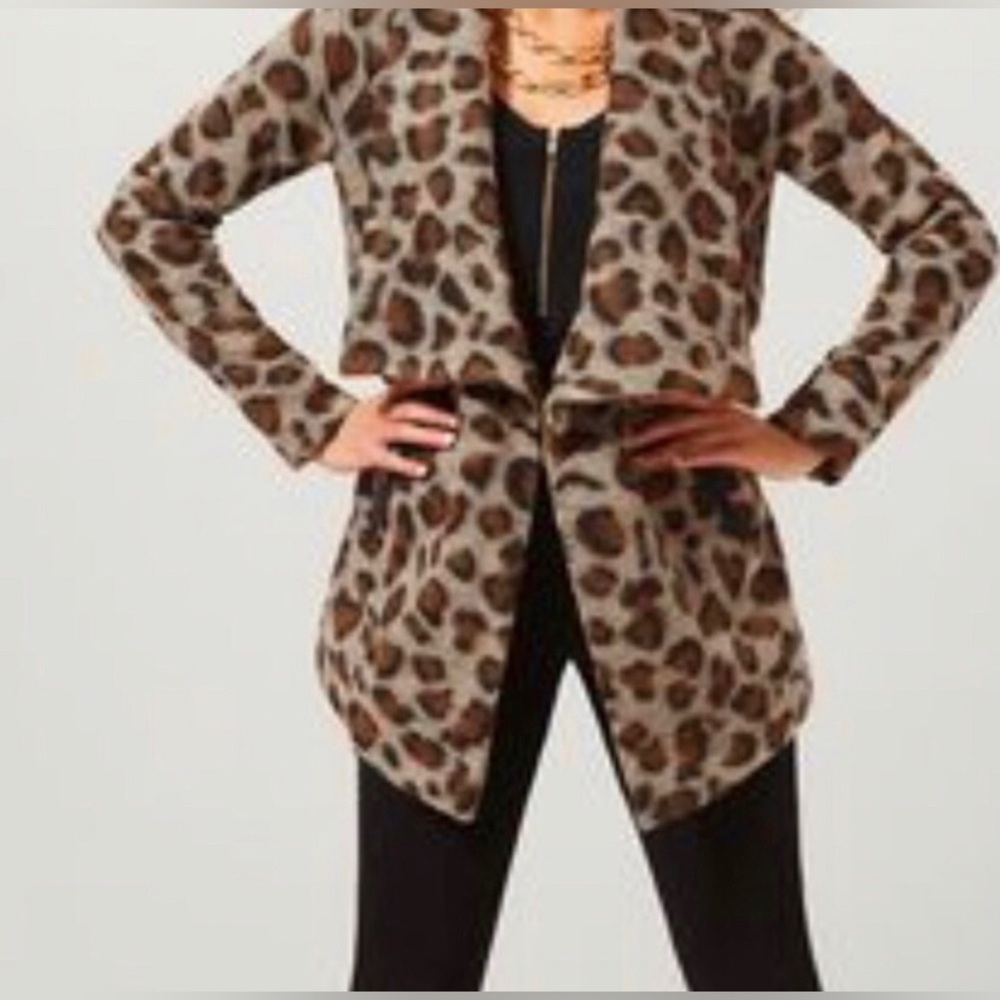 Leopard print coat Anthropology Luii Wool Polyester Blend Large